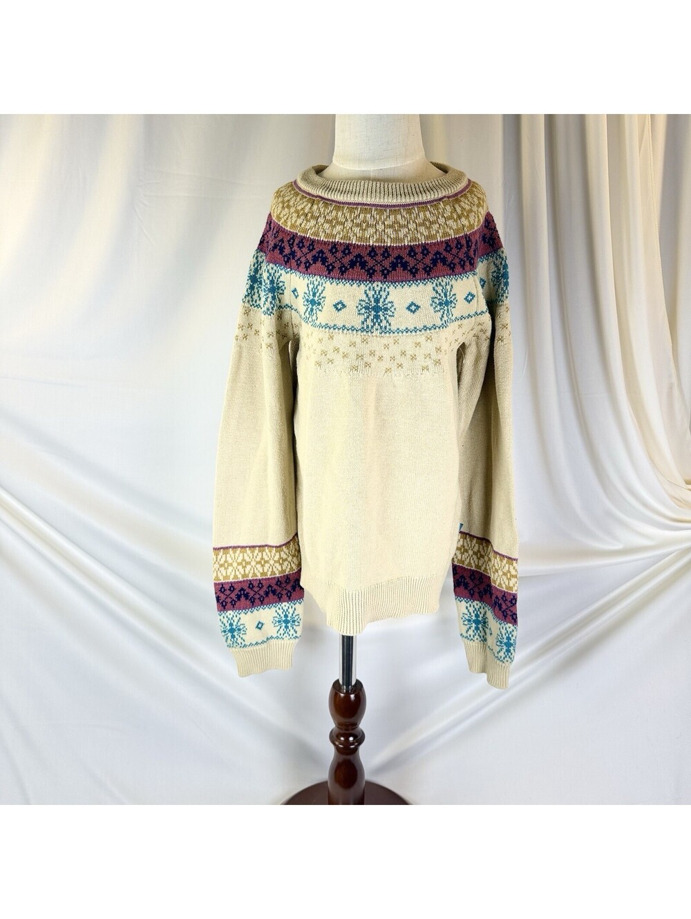Disney Parks Frozen Sweater Girl's  7/8 Tan Knit Winter Princess Fair Isle Print